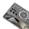 Samsung Galaxy S25 Ultra Kılıf Pırlanta Tasarımlı Magsafe Şarj Özellikli Lopard Mozaik Silikon Kapak