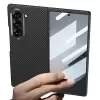 Samsung Galaxy Z Fold 6 Kılıf Kamera Korumalı Karbon Fiber Tasarımlı Arka Yüzey  Kıpta Karbon Kapak