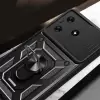 Tecno Spark 10 4G Kılıf Magnetik Standlı Kamera Korumalı  Sürgülü Kamera Korumalı Sürgülü Yüzüklü Tasarım Armor Vega