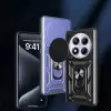 Xiaomi Redmi Note 14 Pro 4g Kılıf Magnetik Standlı Kamera Korumalı Lopard Sürgülü Kamera Korumalı Yüzüklü Tasarım Armor Vega