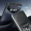 Xiaomi Redmi Note 14 Pro 4g Kılıf Magnetik Standlı Kamera Korumalı Lopard Sürgülü Kamera Korumalı Yüzüklü Tasarım Armor Vega