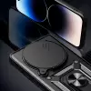 Xiaomi Redmi Note 14 Pro Plus Kılıf Magnetik Standlı Kamera Korumalı Lopard Sürgülü Kamera Korumalı Yüzüklü Tasarım Armor Vega