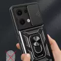 Xiaomi Poco M6 Pro 4G / Redmi Note 13 Pro 4G Kılıf Magnetik Standlı Kamera Korumalı Sürgülü Yüzüklü Tasarım Armor Vega