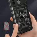 Tecno Spark 8C Kılıf Magnetik Standlı Kamera Korumalı Sürgülü Yüzüklü Tasarım Armor Vega