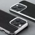 Apple İphone 13 Kılıf Wiwu Genuine Leather Silver Calfskin Orjinal Deri Kapak