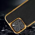 Apple İphone 13 Mini Kılıf Wiwu Genuine Leather Gold Calfskin Orjinal Deri Kapak