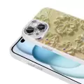 Apple iPhone 14 Kılıf Çiçek Desenli Parlak Taşlı Sert Silikon Lopard Garden Kapak
