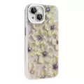 Apple iPhone 14 Kılıf Çiçek Desenli Parlak Taşlı Sert Silikon Lopard Garden Kapak