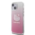 Apple İphone 15 Kılıf Hello Kitty Orjinal Lisanslı Yazı Ve İkonik Logolu Elektroplating Kaplama Gradyan Kapak