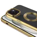 Apple iPhone 15 Kılıf Tek Kamera Çerçeveli Logo Gösteren Lopard Omega Kapak
