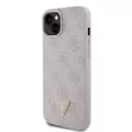 Apple İphone 15 Plus Kılıf Guess Orjinal Lisanslı Pu Deri Taşlı Üçgen Logo 4g Desenli Kapak