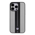 Apple İphone 15 Pro Kılıf Bmw Orjinal Lisanslı Deri Arka Yüzey Metal Logolu Çift Şerit Tasarımlı Kapak