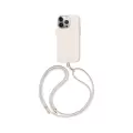 Apple İphone 15 Pro Kılıf Magsafe Şarj Özellikli Soft Pürüzsüz Yüzey Askı İpli Coehl Creme Kapak