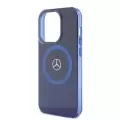 Apple İphone 15 Pro Kılıf Mercedes Benz Orjinal Lisanslı Magsafe Şarj Özellikli Çift Katmanlı Mavi Yıldız Desenli Kapak