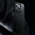 Apple İphone 15 Pro Kılıf Magsafe Şarj Özellikli Karbon Fiber Benks Montage Hybrid Armorpro Kevlar Kapak