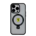 Apple İphone 15 Pro Max Kılıf Ferrari Magsafe Şarj Özellikli Standlı Buzlu Yüzey Dizayn Kapak