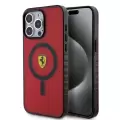 Apple İphone 15 Pro Max Kılıf Ferrari Orjinal Lisanslı Magsafe Şarj Özellikli Tırtıklı Kenar Tasarımlı Ortalanmış Logo Kapak