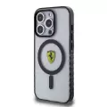 Apple İphone 15 Pro Max Kılıf Ferrari Orjinal Lisanslı Magsafe Şarj Özellikli Tırtıklı Kenar Tasarımlı Ortalanmış Logo Kapak