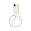 Apple İphone 15 Pro Max Kılıf Magsafe Şarj Özellikli Soft Pürüzsüz Yüzey Askı İpli Coehl Creme Kapak