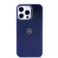 Apple İphone 15 Pro Max Kılıf Mercedes Benz Orjinal Lisanslı Magsafe Şarj Özellikli Çift Katmanlı Mavi Yıldız Desenli Kapak