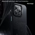 Apple İphone 15 Pro Max Kılıf Magsafe Şarj Özellikli Karbon Fiber Benks Montage Hybrid Armor Pro Kevlar Kapak