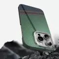 Apple İphone 16 Kılıf Magsafe Şarj  Karbon Fiber Tasarımlı Benks Passion Green Armorair Kevlar Kapak