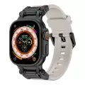 Apple Watch 42mm Lopard KRD-101 Titanyum Metal Başlıklı Silikon Kordon
