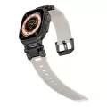 Apple Watch 44mm Lopard KRD-101 Titanyum Metal Başlıklı Silikon Kordon