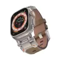 Apple Watch 7 45mm Lopard KRD-114 Metal Başlıklı Suni Deri Kordon