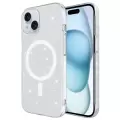iPhone 14 Plus Kılıf Lopard Magsafe Şarj Özellikli Simli Şeffaf Arka Yüzey Erdos Silikon Kapak