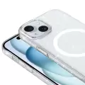 iPhone 15 Kılıf Lopard Magsafe Şarj Özellikli Simli Şeffaf Arka Yüzey Erdos Silikon Kapak