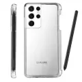 Samsung Galaxy S21 Ultra Kılıf Lopard Kalem Bölmeli Kamera Korumalı Renksiz Şeffaf Esnek Silikon Kapak Süper