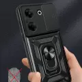 Tecno Camon 20 Kılıf Magnetik Standlı Kamera Korumalı  Sürgülü Kamera Korumalı Sürgülü Yüzüklü Tasarım Armor Vega