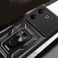 Tecno Camon 20 Kılıf Magnetik Standlı Kamera Korumalı  Sürgülü Kamera Korumalı Sürgülü Yüzüklü Tasarım Armor Vega