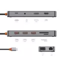 Wiwu Cb011 Cyber 11 İn 1 Type-c Hub 100w Şarj Destekli Şeffaf Görünümlü Sd Kart-rj45-hdmi-vga-usb Çoğaltıcı