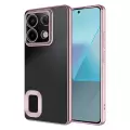 Xiaomi Redmi Note 13 4G Kamera Lens Korumalı Şeffaf Renkli Logo Gösteren Parlak Omega Kapak