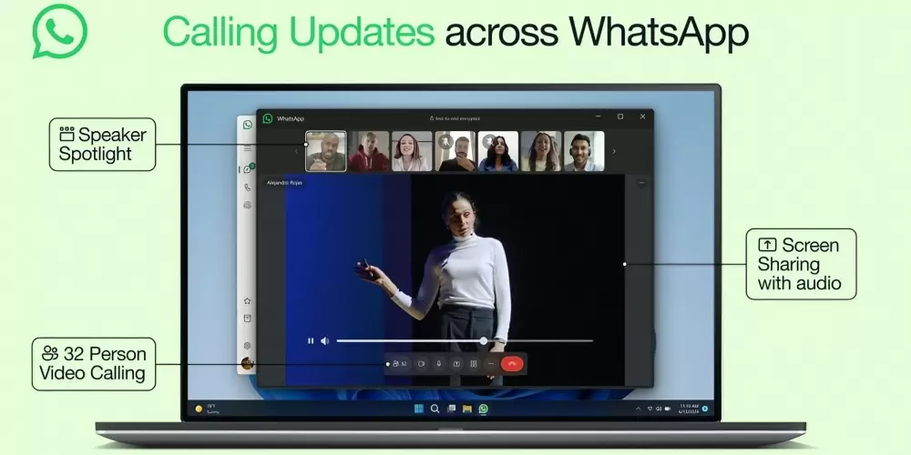 WhatsApp güncellemesi 32 kişilik video görüşmeleri, sesli ekran paylaşımı ve hoparlör spot ışığını getiriyor