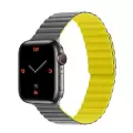 ​​​Apple Watch 42mm 10.Nesil Mıknatıslı Kordon Leather Design Bakla Tasarımlı Çift Renkli Kayış krd52