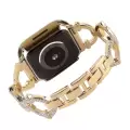 ​​​Apple Watch 44mm Krd-57 Taşlı Halka Tasarımlı Klipsli Metal Kordon Tasarım Kayış