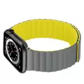 ​​​Apple Watch 7 41mm Mıknatıslı Kordon Leather Design Bakla Tasarımlı Çift Renkli Kayış krd52