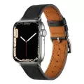 ​​​Apple Watch 42mm 10.Nesil Metal Tokalı Hermes Deri Kordon Strap Pu Deri Akıllı Saat Kordon Kayış