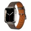 ​​​Apple Watch 42mm 10.Nesil Metal Tokalı Hermes Deri Kordon Strap Pu Deri Akıllı Saat Kordon Kayış