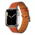 ​​​Apple Watch 42mm 10.Nesil Metal Tokalı Hermes Deri Kordon Strap Pu Deri Akıllı Saat Kordon Kayış