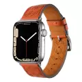 ​​​Apple Watch 44mm Metal Tokalı Hermes Deri Kordon Strap Pu Deri Akıllı Saat Kordon Kayış