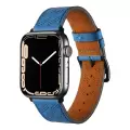 ​​​Apple Watch 7 45mm Metal Tokalı Hermes Deri Kordon Strap Pu Deri Akıllı Saat Kordon Kayış