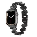 ​​​Apple Watch 44mm Kordon Kordon Metal Kıvrımlı Desenli Parlak Çelik Kayış Uyumlu KRD-80