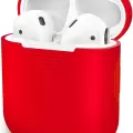 Apple Airpods 1-2. Nesil Kılıfı Silikon Kapak Arka Koruma Kabı Koruyucu İnce Kılıf Kırmızı