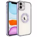Apple iPhone 11 Kamera Lens Korumalı Şeffaf Renkli Logo Gösteren Parlak Omega Kapak