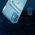 Apple iPhone 11 Uyumlu Esnek Silikon Kılıf Şeffaf Kartlıklı Cüzdanlı Ensa Kapak
