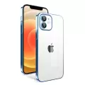 Apple iPhone 12 Kılıf Kamera Korumalı Renkli Çerçeveli Lopard Arkası Şeffaf Kilif Sert Kapak Garaj Orjinal Dokulu
